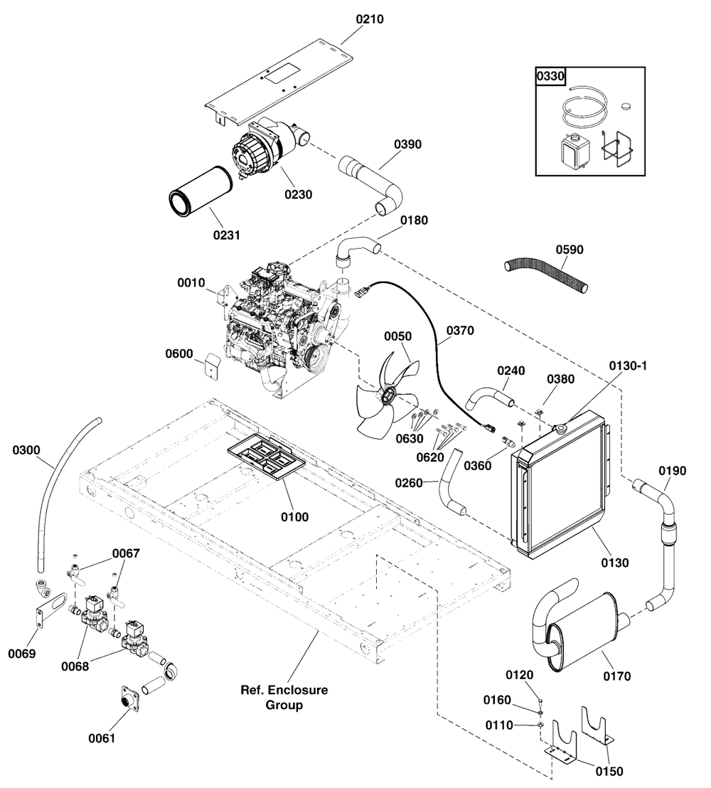 Engine Group - 4.3l Diagram and Parts List for 076138-00  Briggs and Stratton Generator